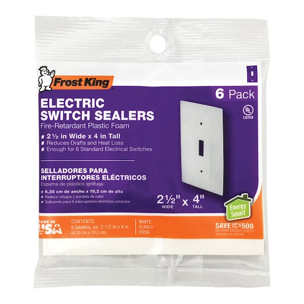 Frost King Frost King White 1 gang Plastic Toggle Wall Plate Sealers 6 pk OSS6H - main